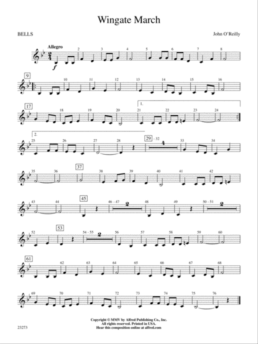 Wingate March: Bells Concert Band scores gallery preview page 1