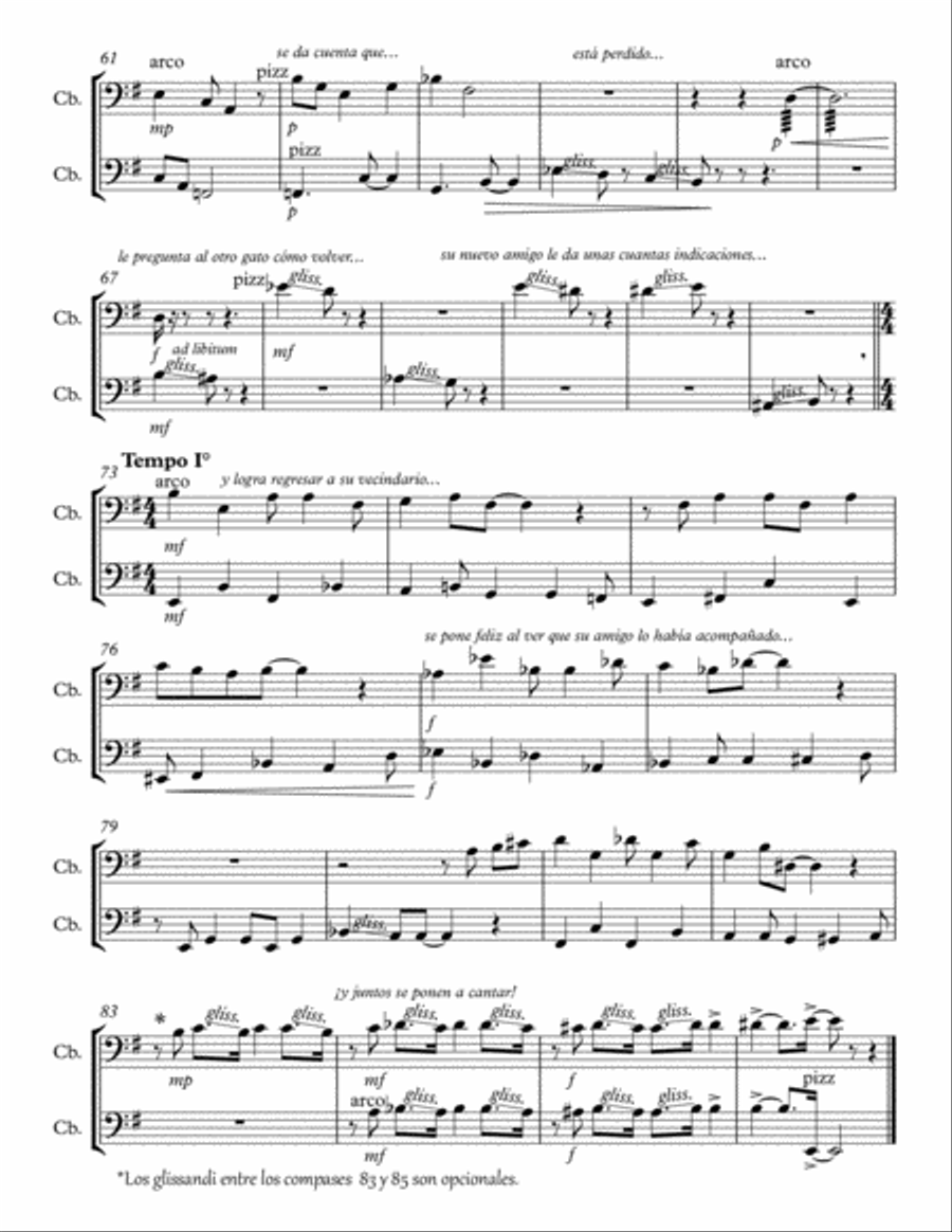 Relato de un gato - para dúo de contrabajos String Duet scores gallery preview page 4
