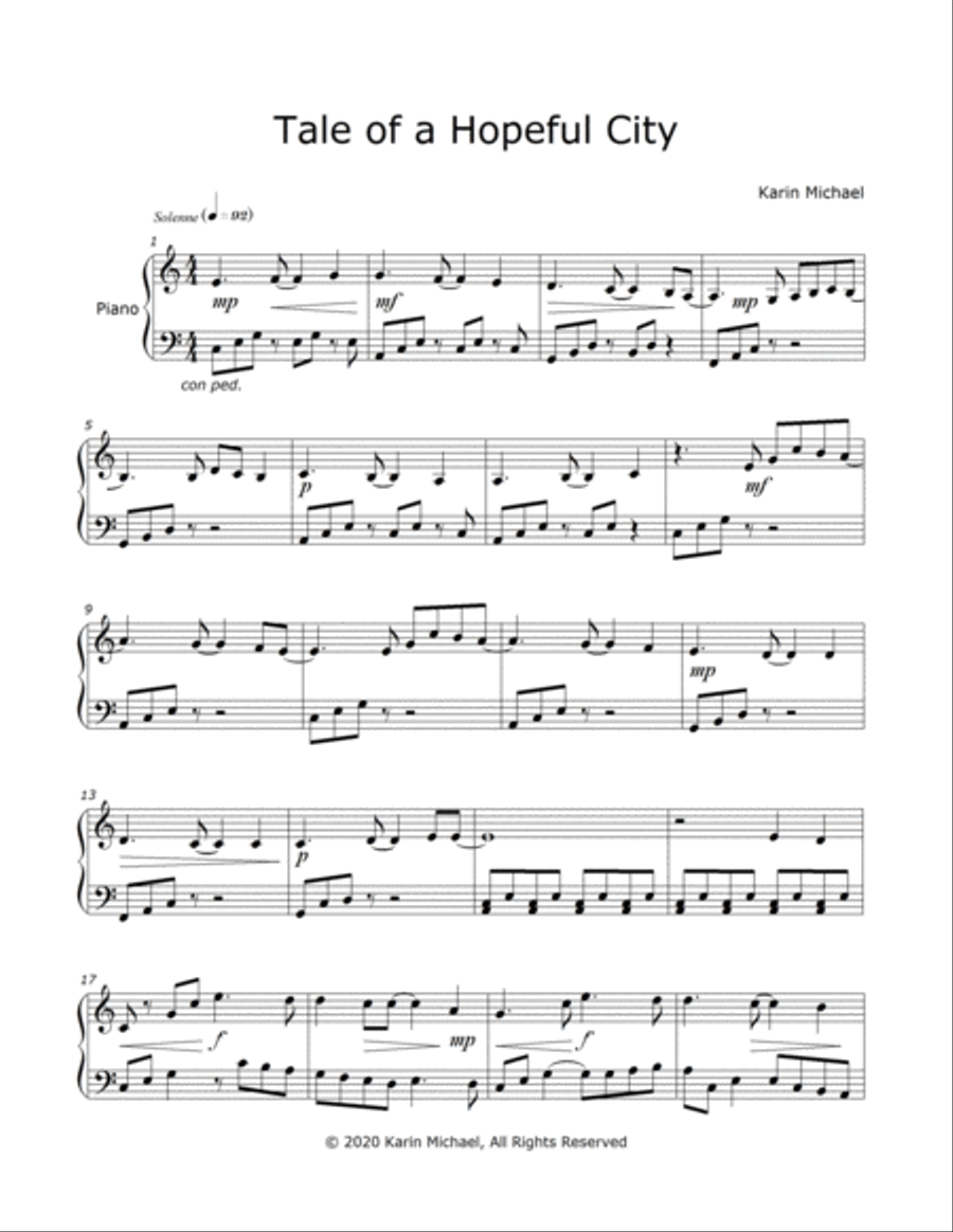 Tale of a Hopeful City Piano Solo scores gallery preview page 1