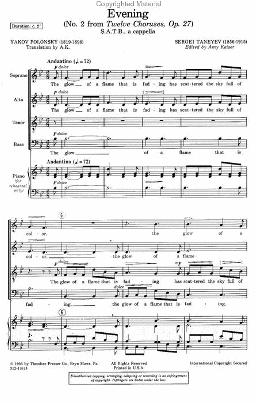 Evening Evening 4-Part scores gallery preview page 2