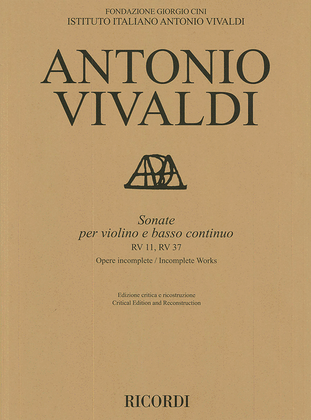 Book cover for Sonate Violin and Basso Continuo RV11, RV37