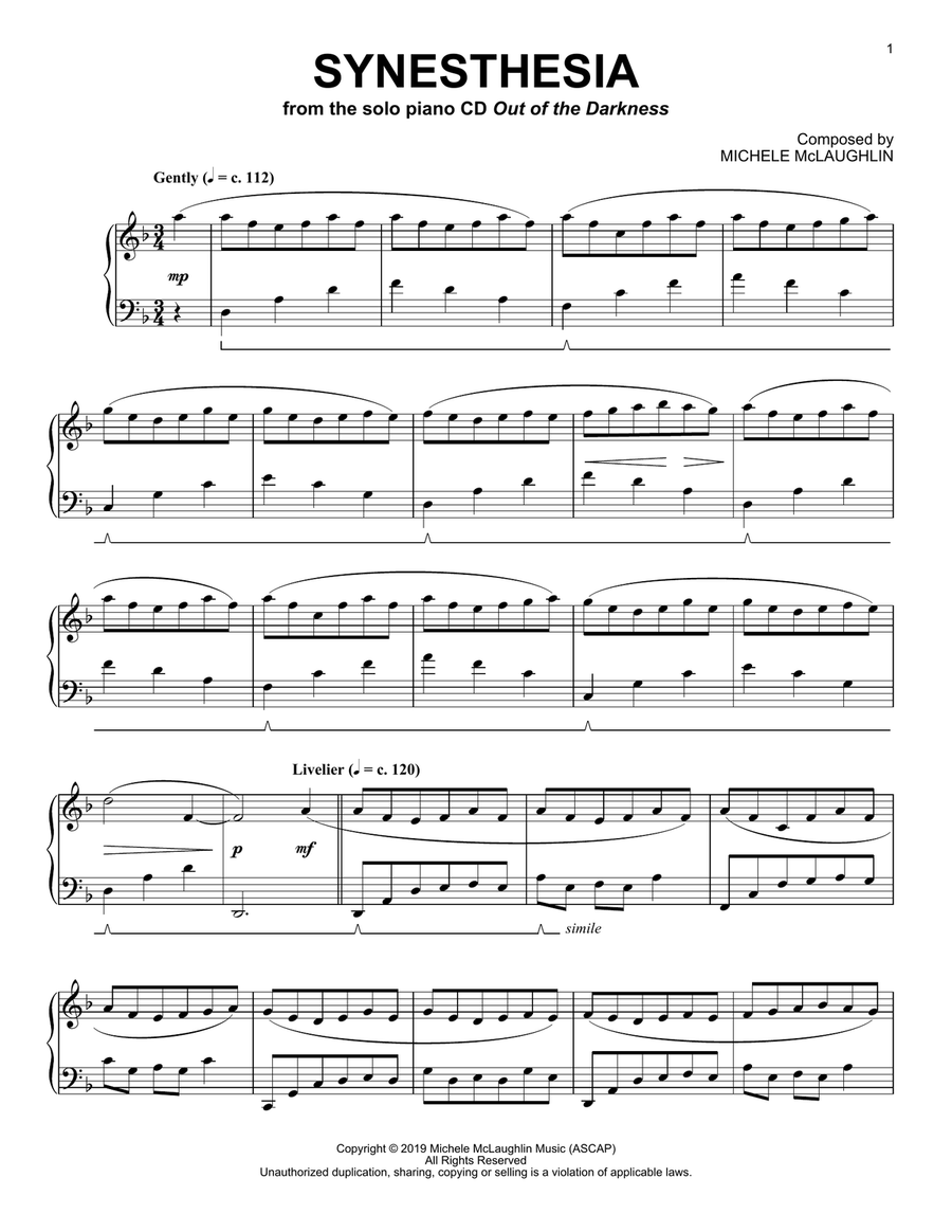 Synesthesia Piano Solo scores gallery preview page 1
