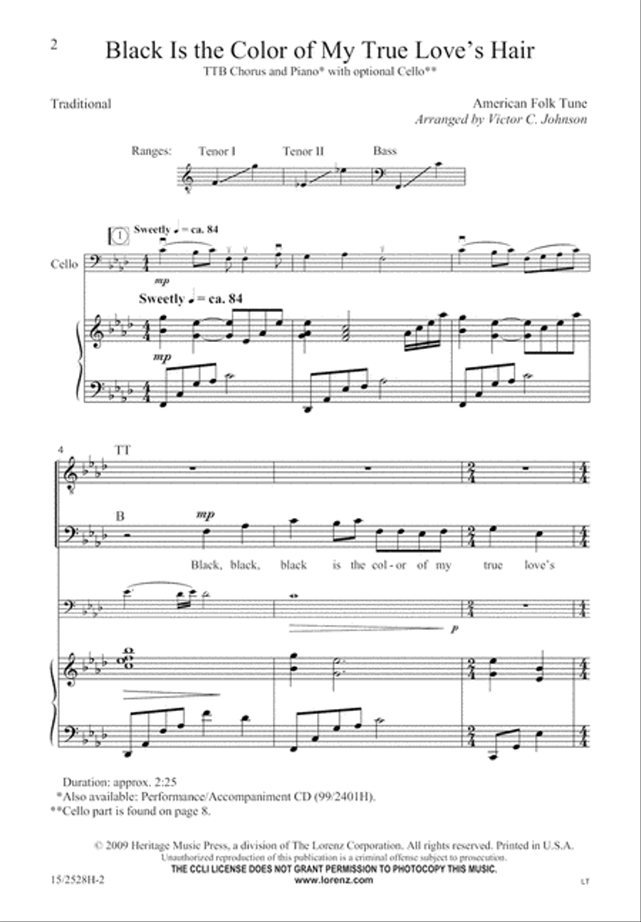 Black Is the Color of My True Love's Hair TTB scores gallery preview page 2