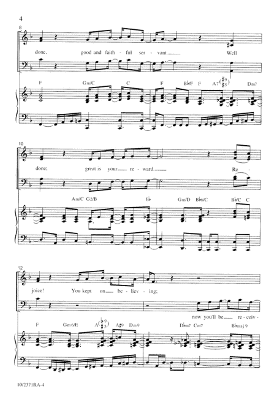 Well Done Good and Faithful Servant 4-Part scores gallery preview page 4