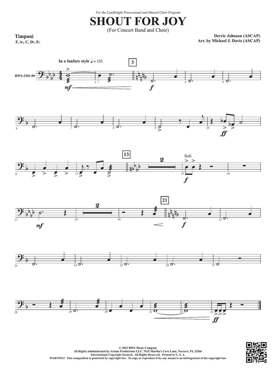 Shout for Joy - For Concert Band and Choir: Timpani