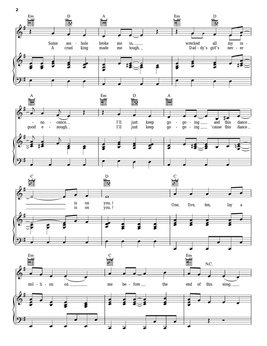 Diamond Heart Piano, Vocal, Guitar scores gallery preview page 2