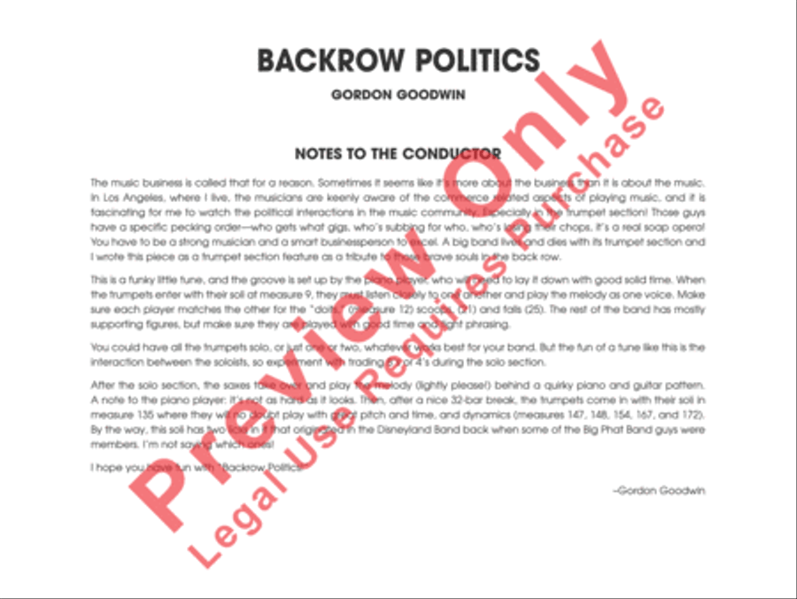 Backrow Politics Backrow Politics Jazz Ensemble scores gallery preview page 3