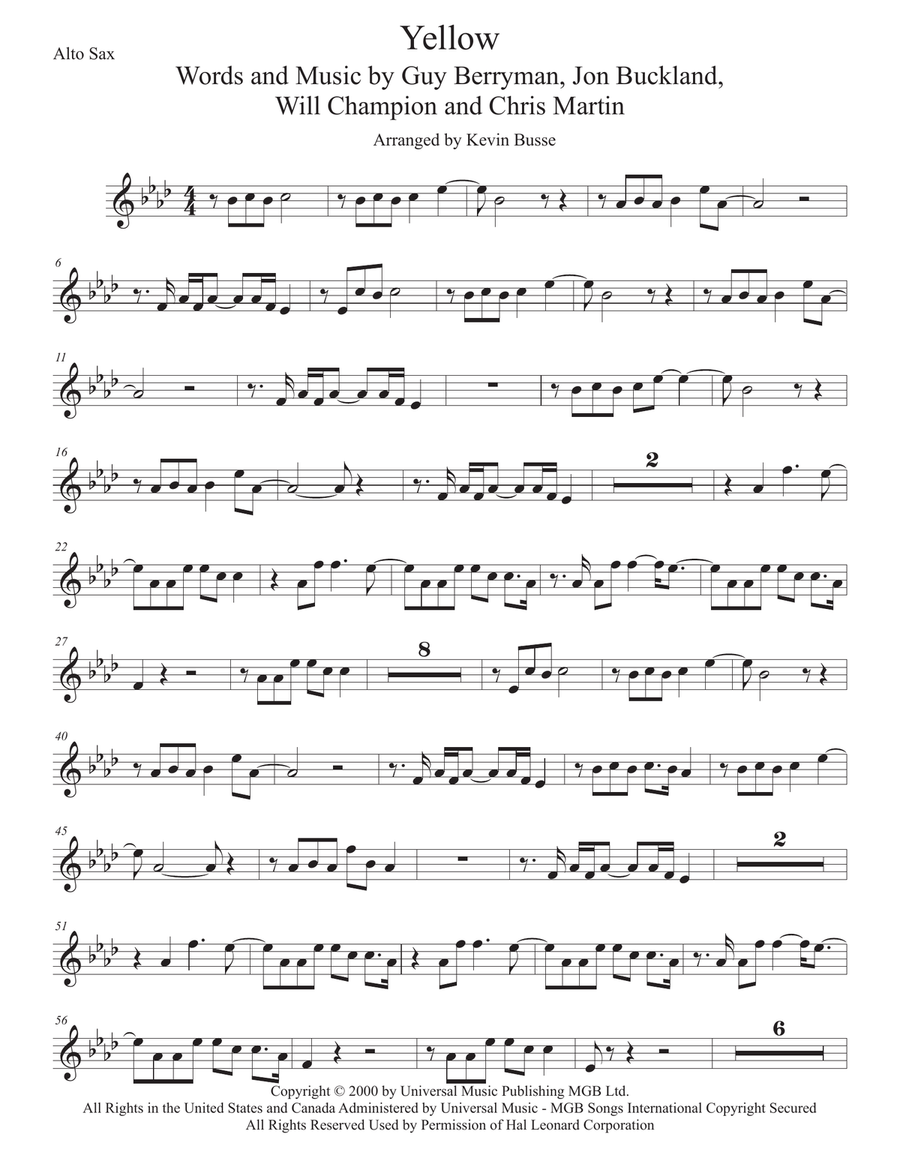 Yellow Yellow Alto Saxophone scores gallery preview page 1
