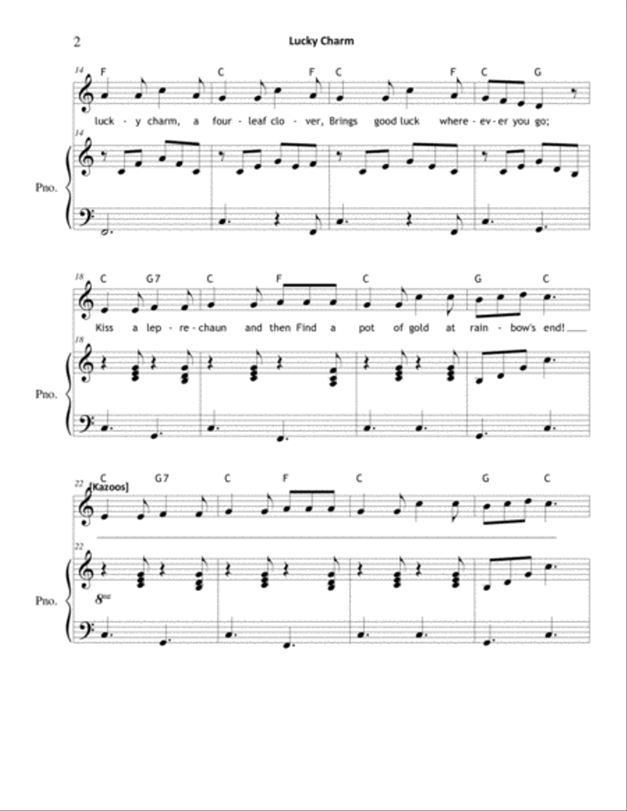 Lucky Charm (A Four-Leaf Clover) Unison Choir scores gallery preview page 2