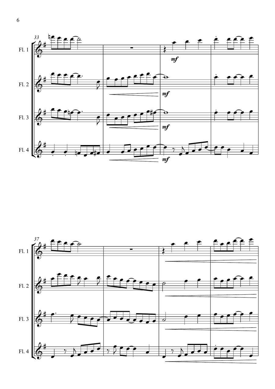Carol of the Drum - for Flute Quartet Flute Quartet scores gallery preview page 6