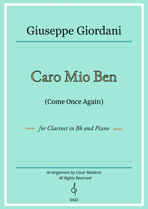 Caro Mio Ben (Come Once Again) - Bb Clarinet and Piano (Individual Parts)