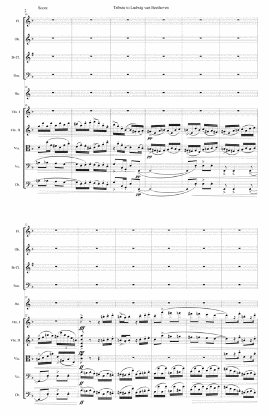 Tribute to Ludwig van Beethoven for chamber orchestra
