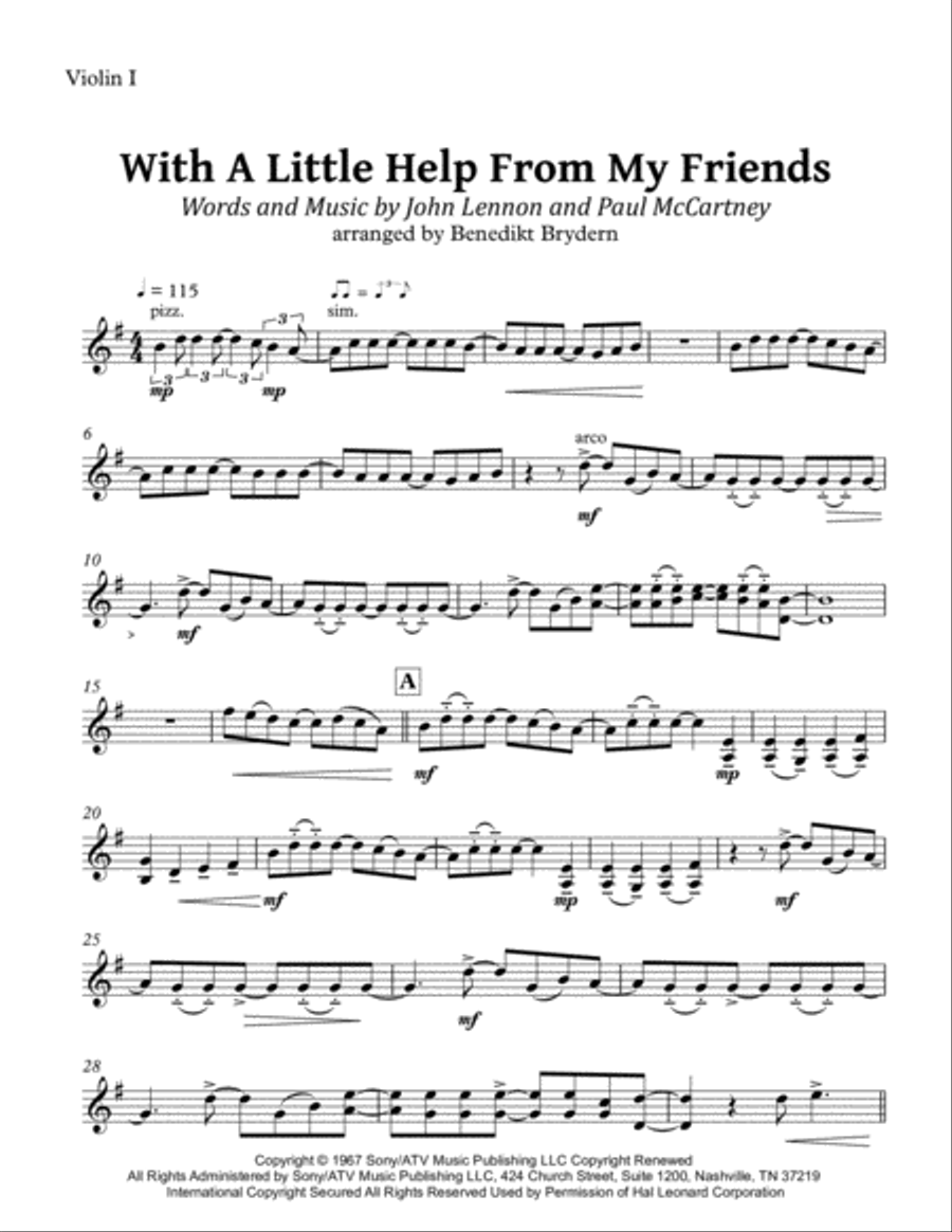 With A Little Help From My Friends String Quartet scores gallery preview page 6