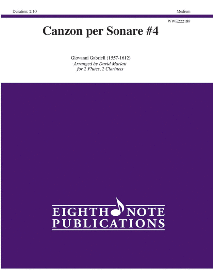 Canzon per Sonare #4 Canzon per Sonare #4 Woodwind Quartet scores gallery preview page 1