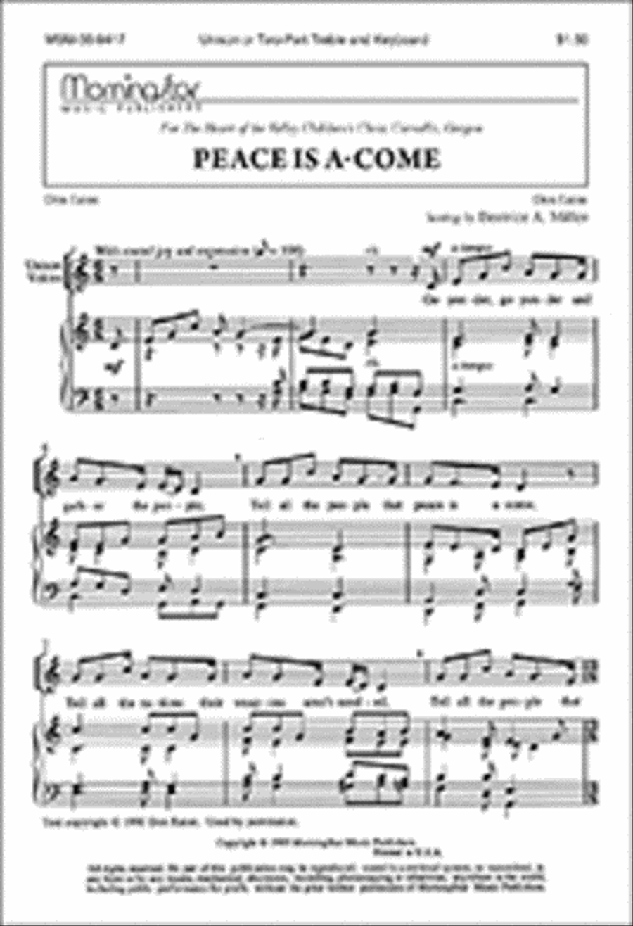 Peace Is A-Come Unison Choir scores gallery preview page 1