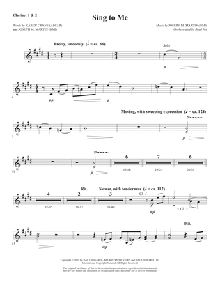 Book cover for Sing to Me - Bb Clarinet 1 & 2