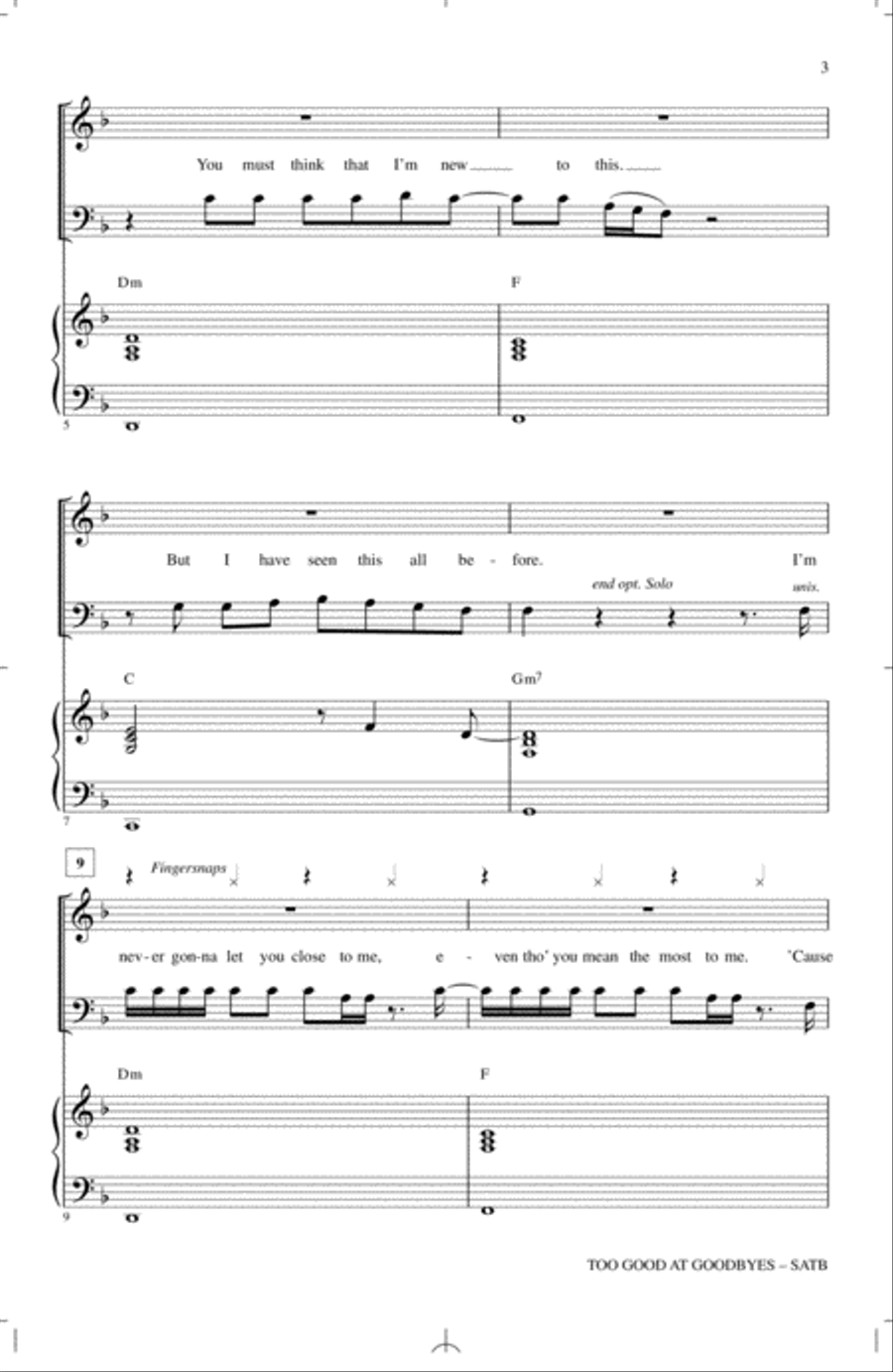 Too Good At Goodbyes Too Good At Goodbyes 4-Part scores gallery preview page 2