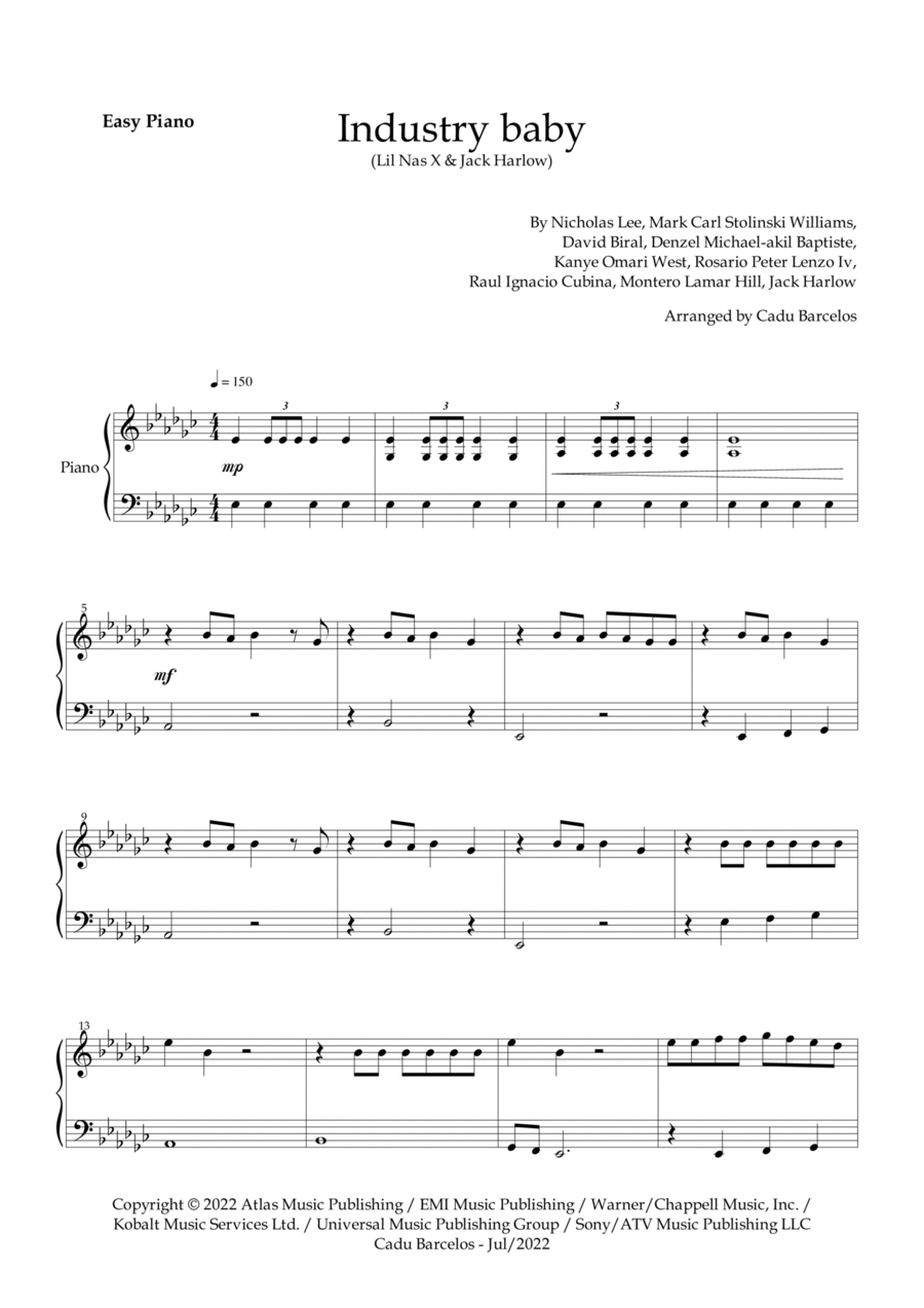 Industry Baby Industry Baby Easy Piano scores gallery preview page 1
