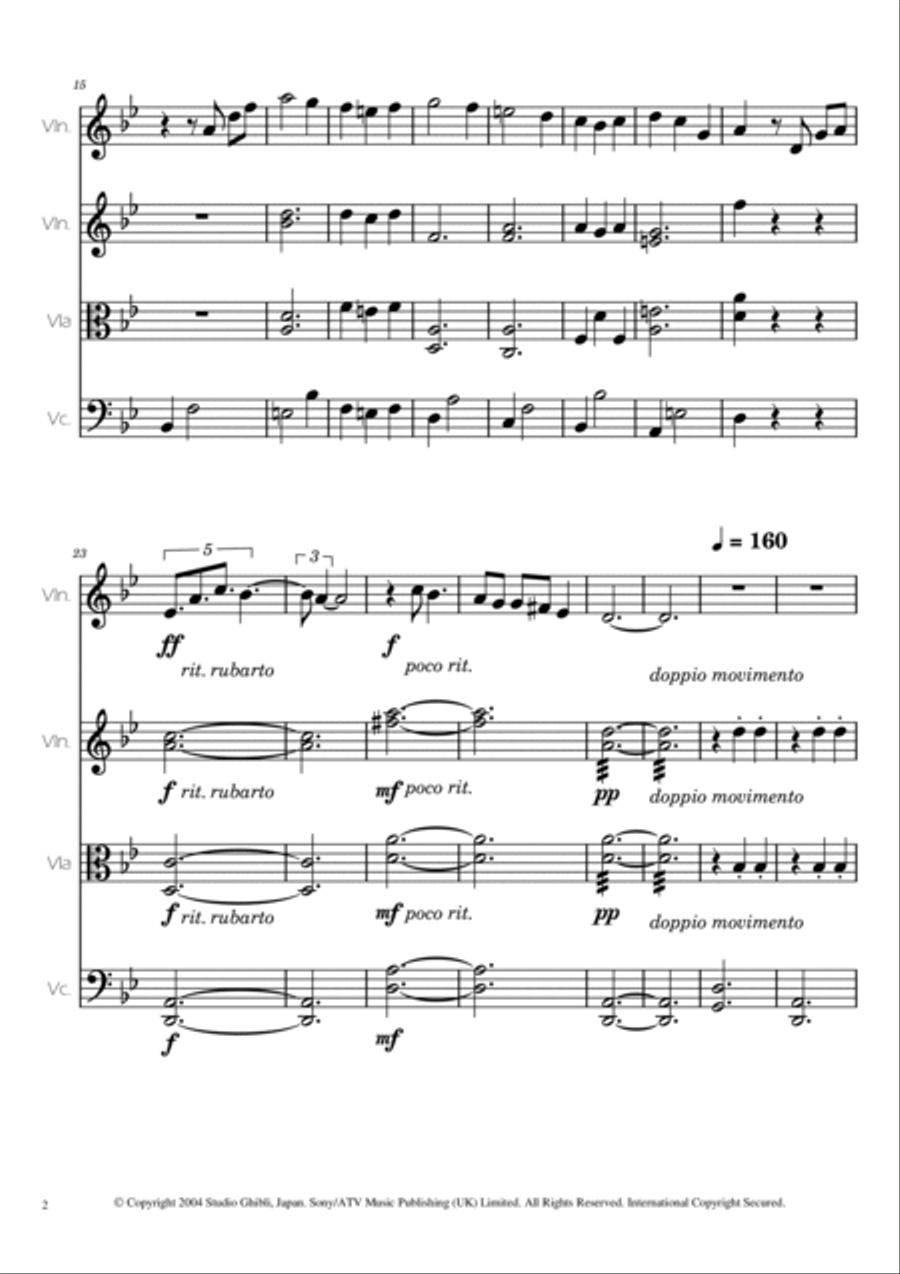 Merry-go-round Of Life String Quartet scores gallery preview page 2