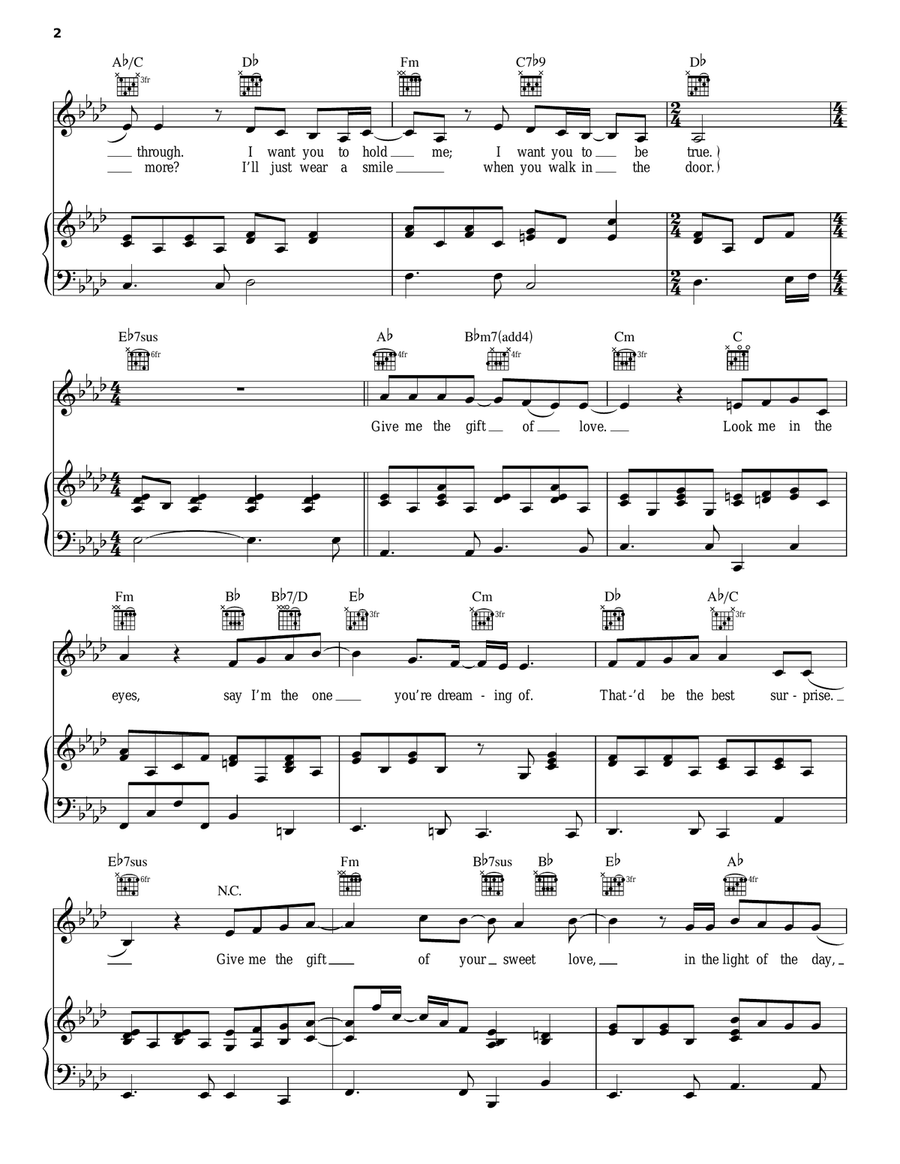 The Gift Of Love Piano, Vocal scores gallery preview page 2