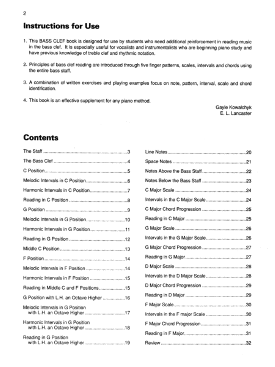 Basic Bass Clef Basic Bass Clef Piano Method scores gallery preview page 2