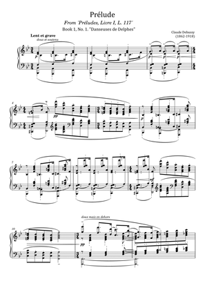 Book cover for Debussy Preludes, Livre 1, L.117 Book 1, No.1 Danseuses de Delphes - For Piano Solo Original