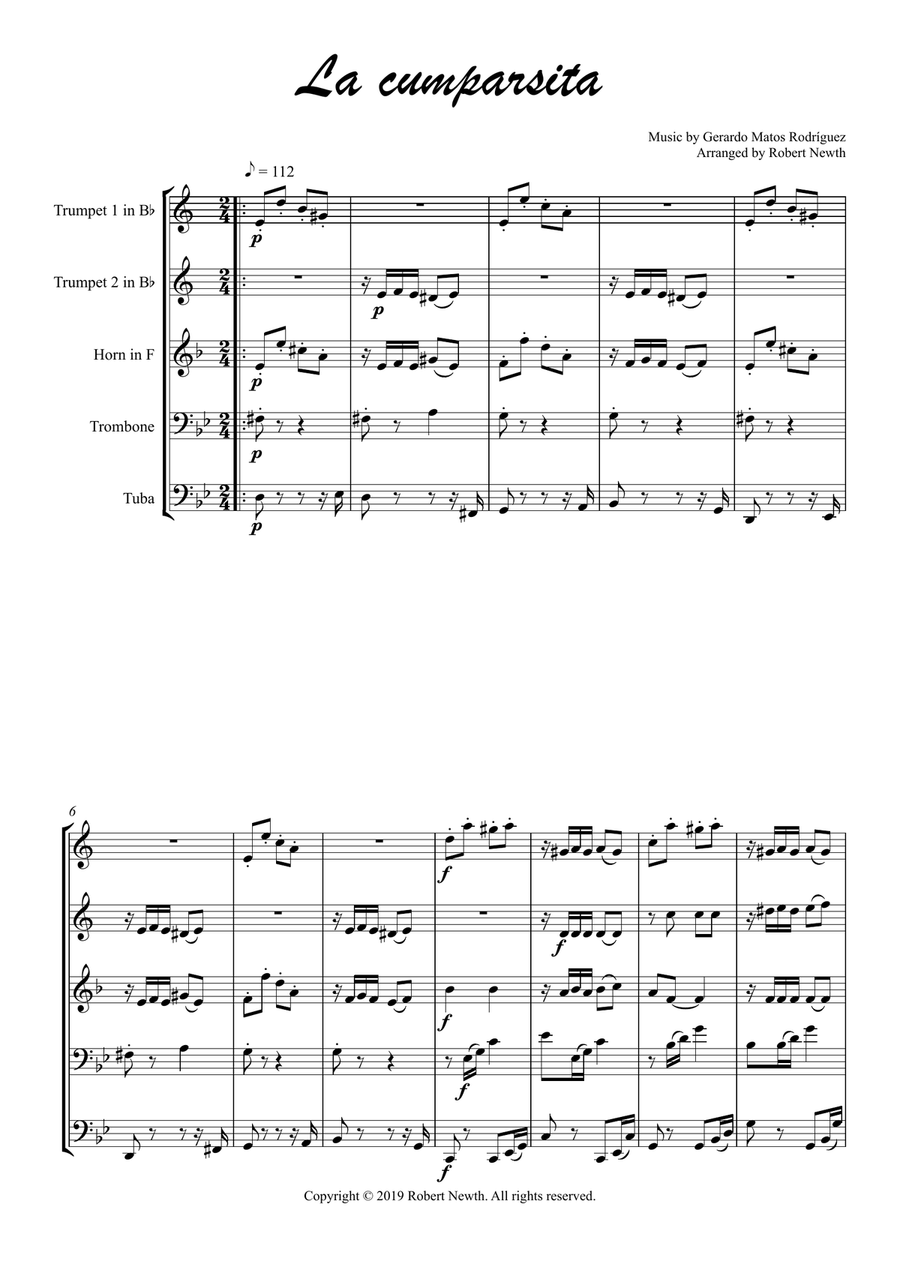 La cumparsita (for Brass Quintet) Brass Quintet scores gallery preview page 1