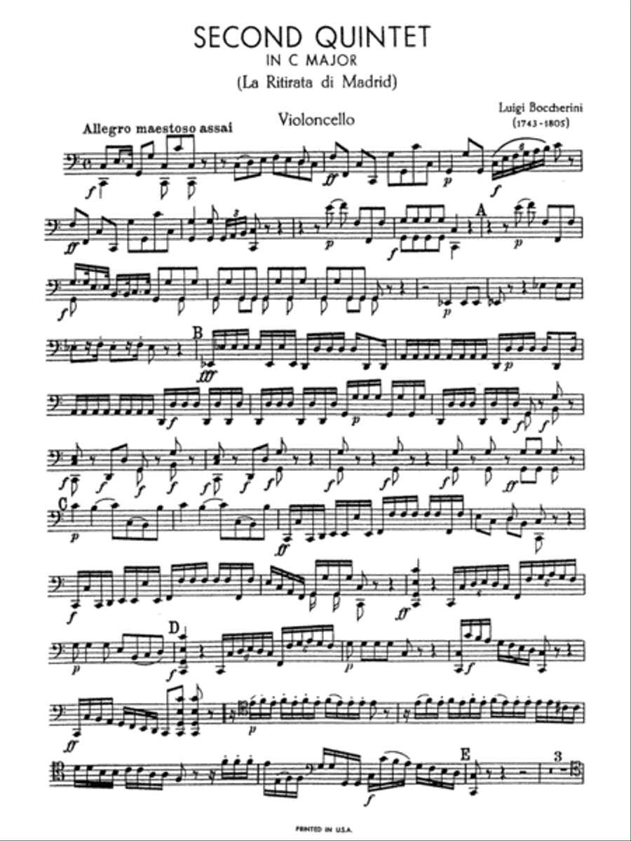 Boccherini: Second Quintet in C Major, for Two Violins, Viola, Cello and Guitar Viola scores gallery preview page 1
