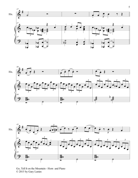 GO, TELL IT ON THE MOUNTAIN (Duet – Horn and Piano/Score and Parts) image number null