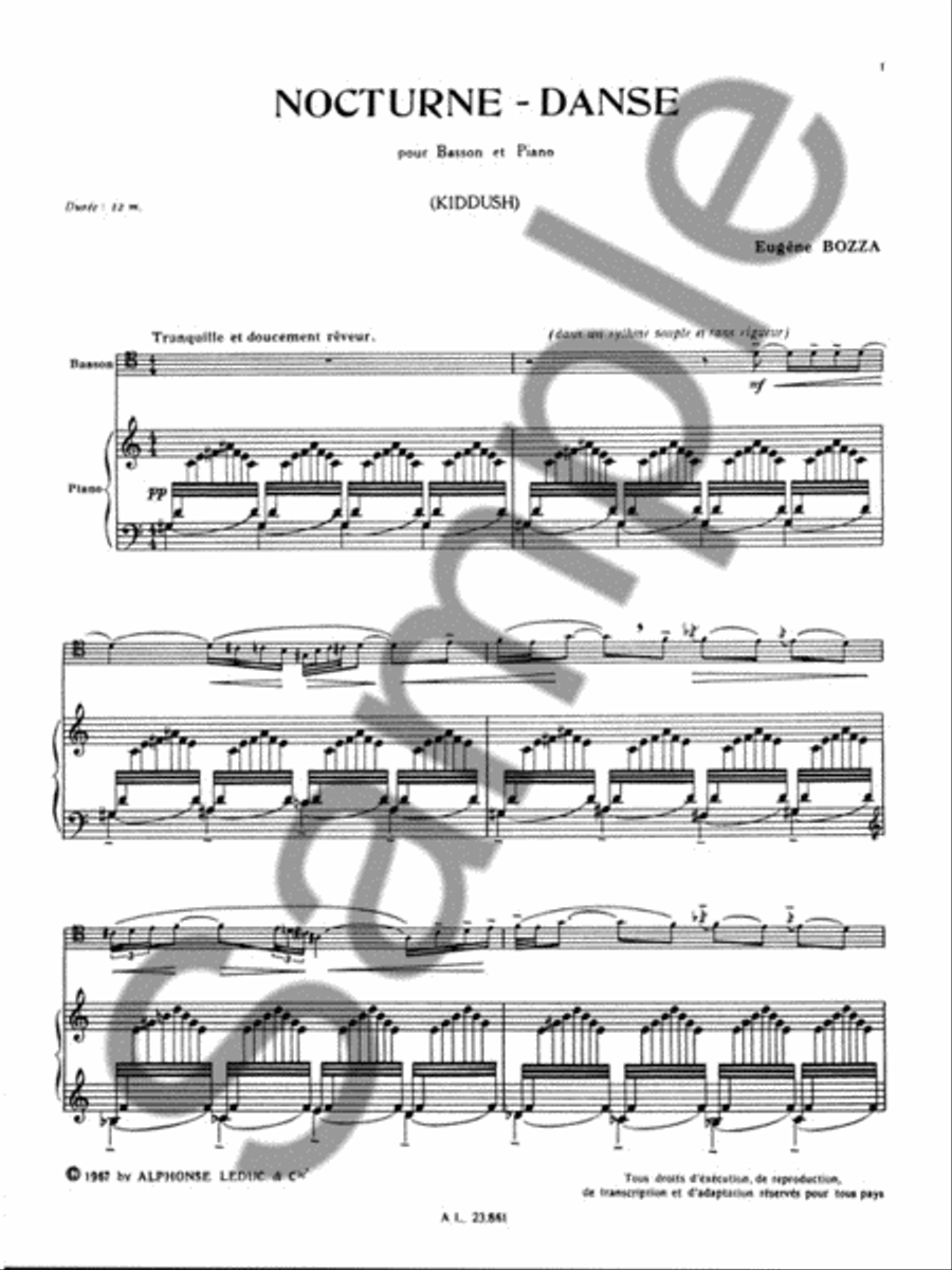 Nocturne-danse (bassoon & Piano) Bassoon Solo scores gallery preview page 2