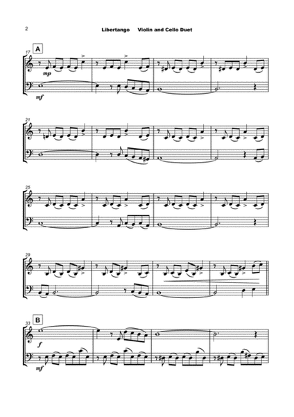 Libertango, for Violin and Cello Duet