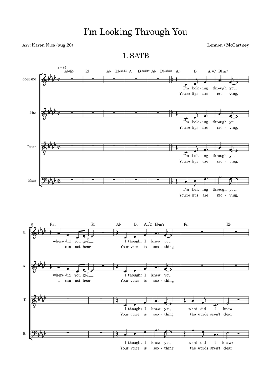 I'm Looking Through You 4-Part scores gallery preview page 1