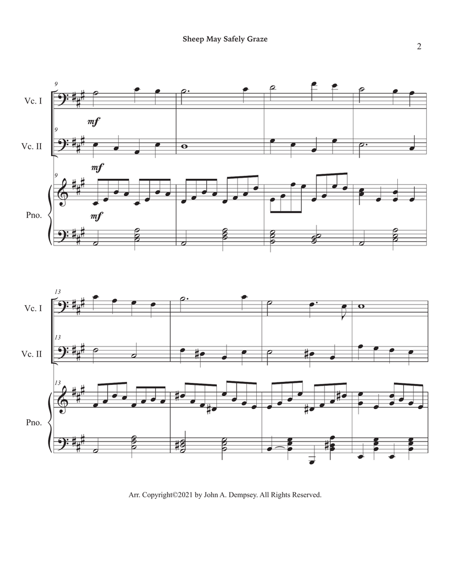 Sheep May Safely Graze (Bach): Trio for Two Cellos and Piano String Duet scores gallery preview page 6