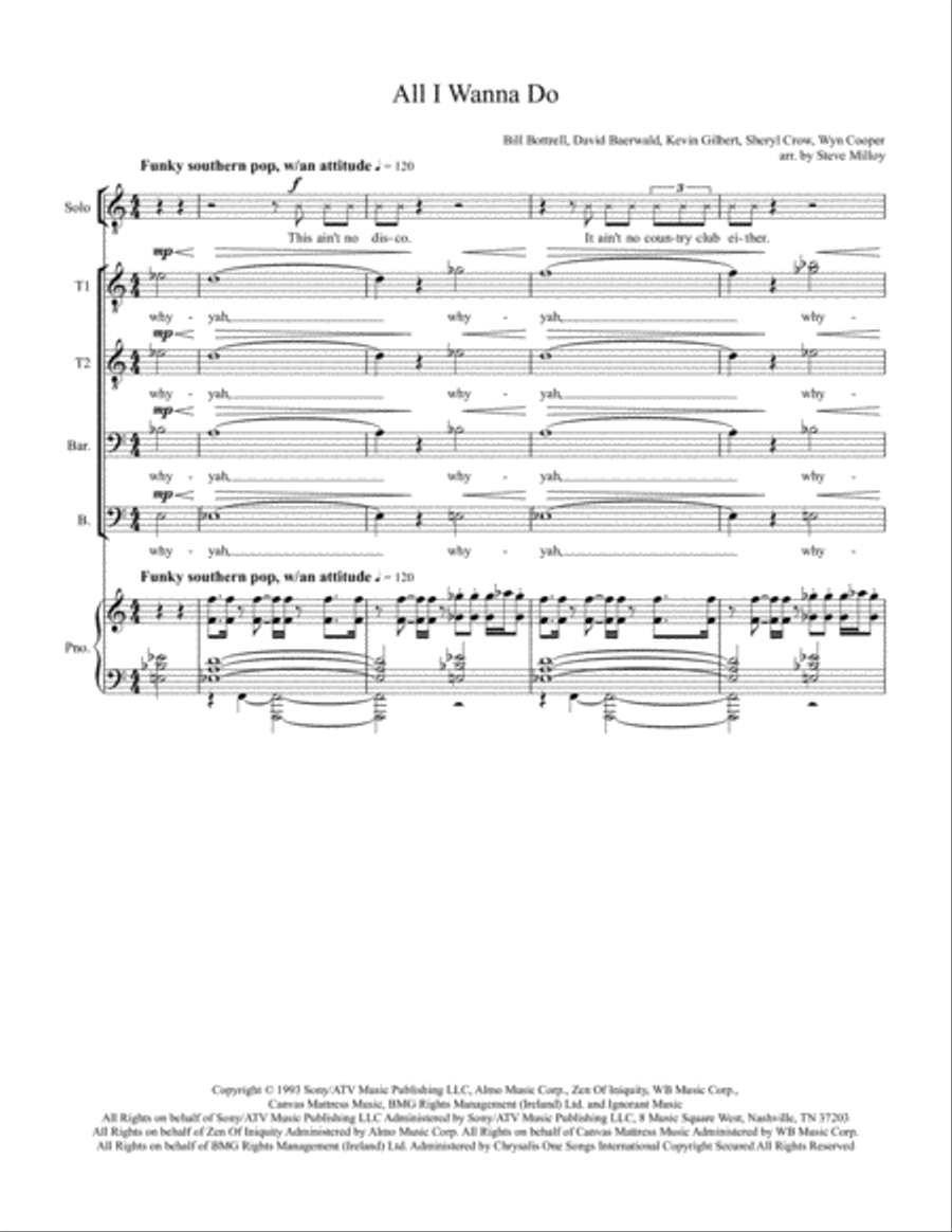 All I Wanna Do TTBB scores gallery preview page 1