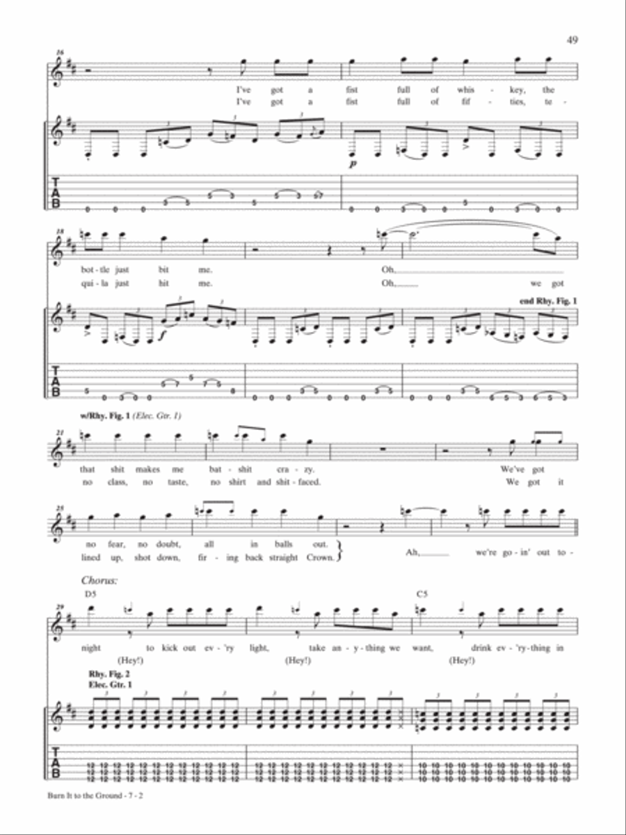 Burn It to the Ground Guitar Tablature scores gallery preview page 2