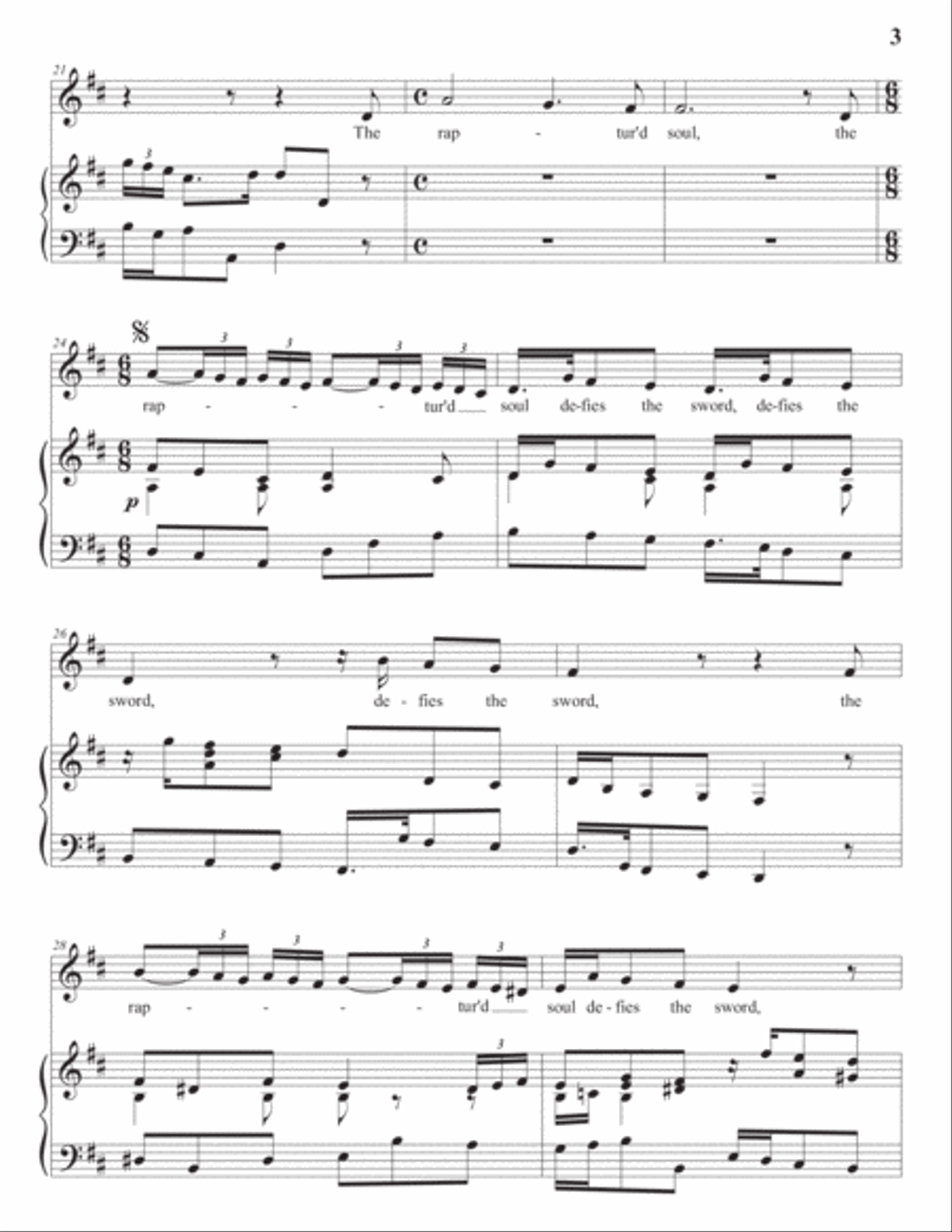HANDEL: The Raptur'd soul (transposed to D major) Voice scores gallery preview page 4