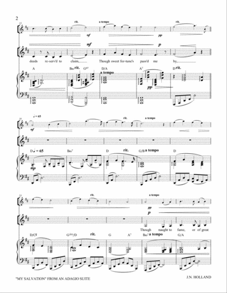Adagio No 1, My Salvation from An Adagio Suite for Solo Low (Treble) Voice and Piano Large Ensemble scores gallery preview page 6