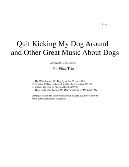 Quit Kicking My Dog Around and Other Music about Dogs for Flute Trio image number null