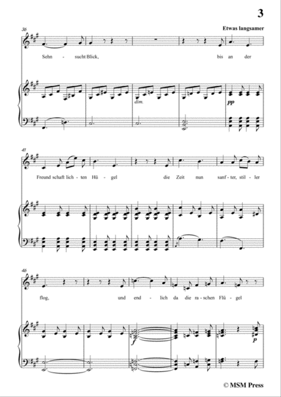 Schubert-Der Flug der Zeit,in A Major,Op.7 No.2,for Voice and Piano Voice Solo scores gallery preview page 5