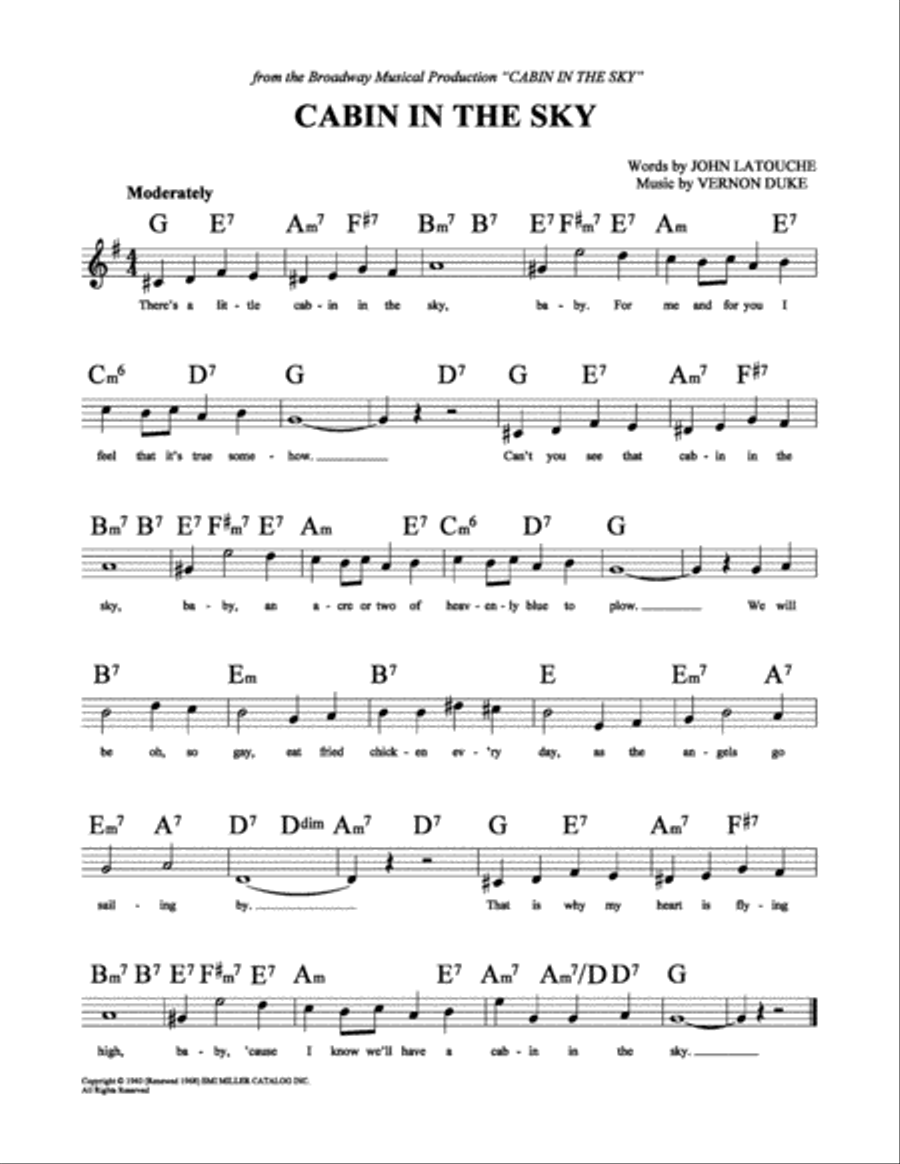 Cabin in the Sky School and Community scores gallery preview page 1