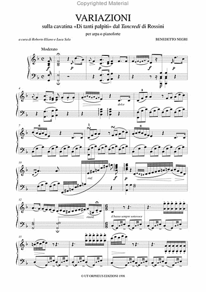 Variations on the Cavatina "Di tanti palpiti" from Rossini’s "Tancredi" for Harp (Piano)