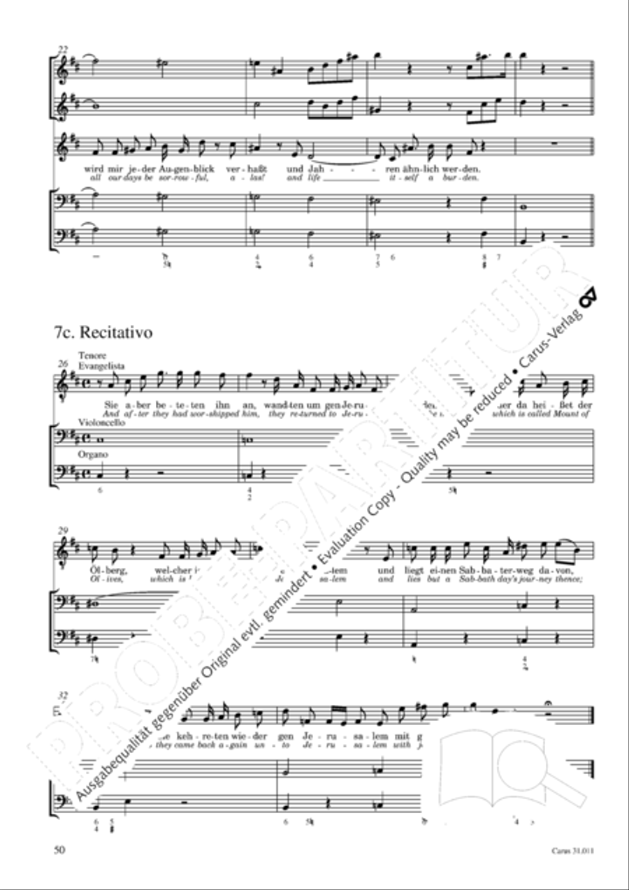 Lobet Gott in seinen Reichen (Himmelfahrtsoratorium) 4-Part scores gallery preview page 51