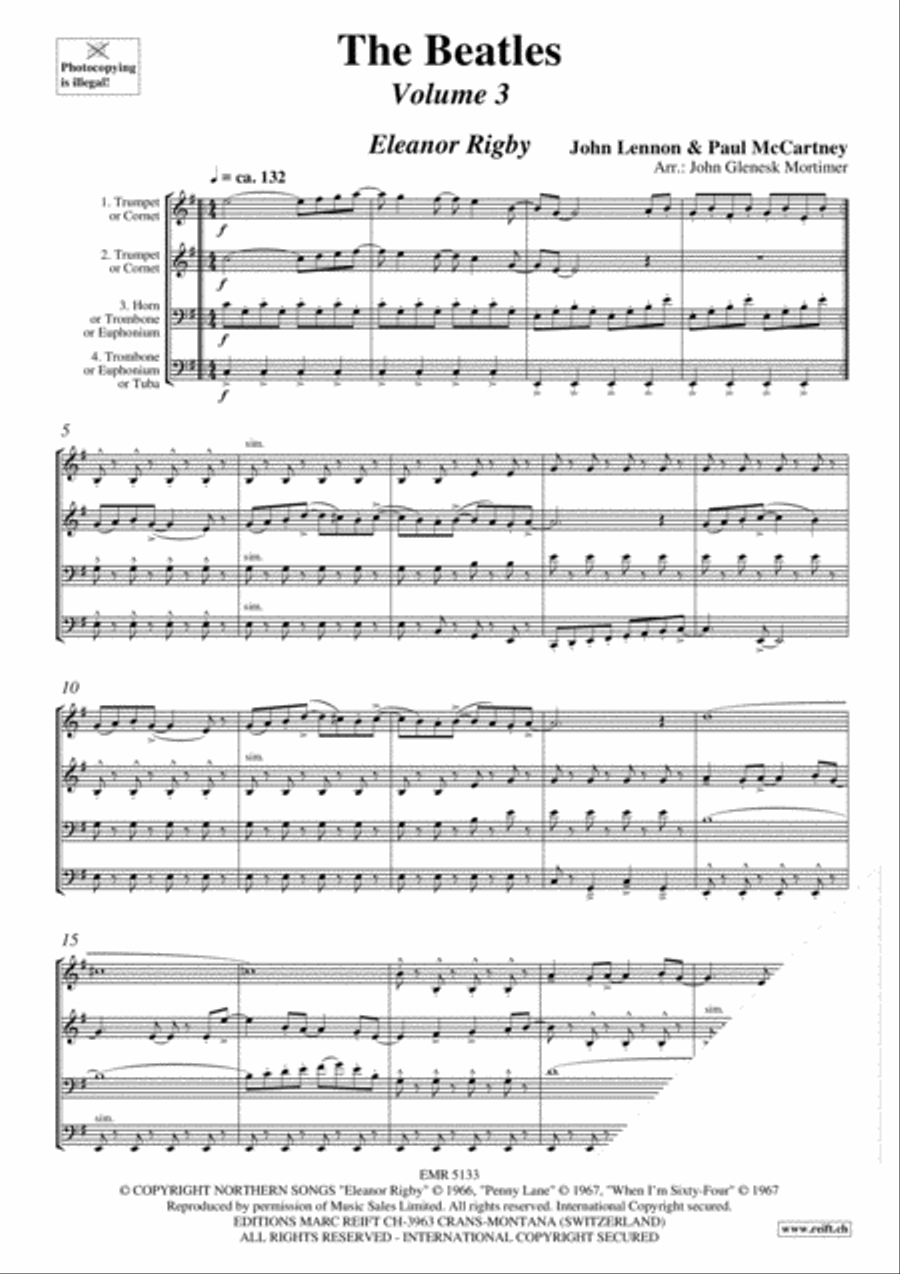 The Beatles Volume 3 Brass Quartet scores gallery preview page 3