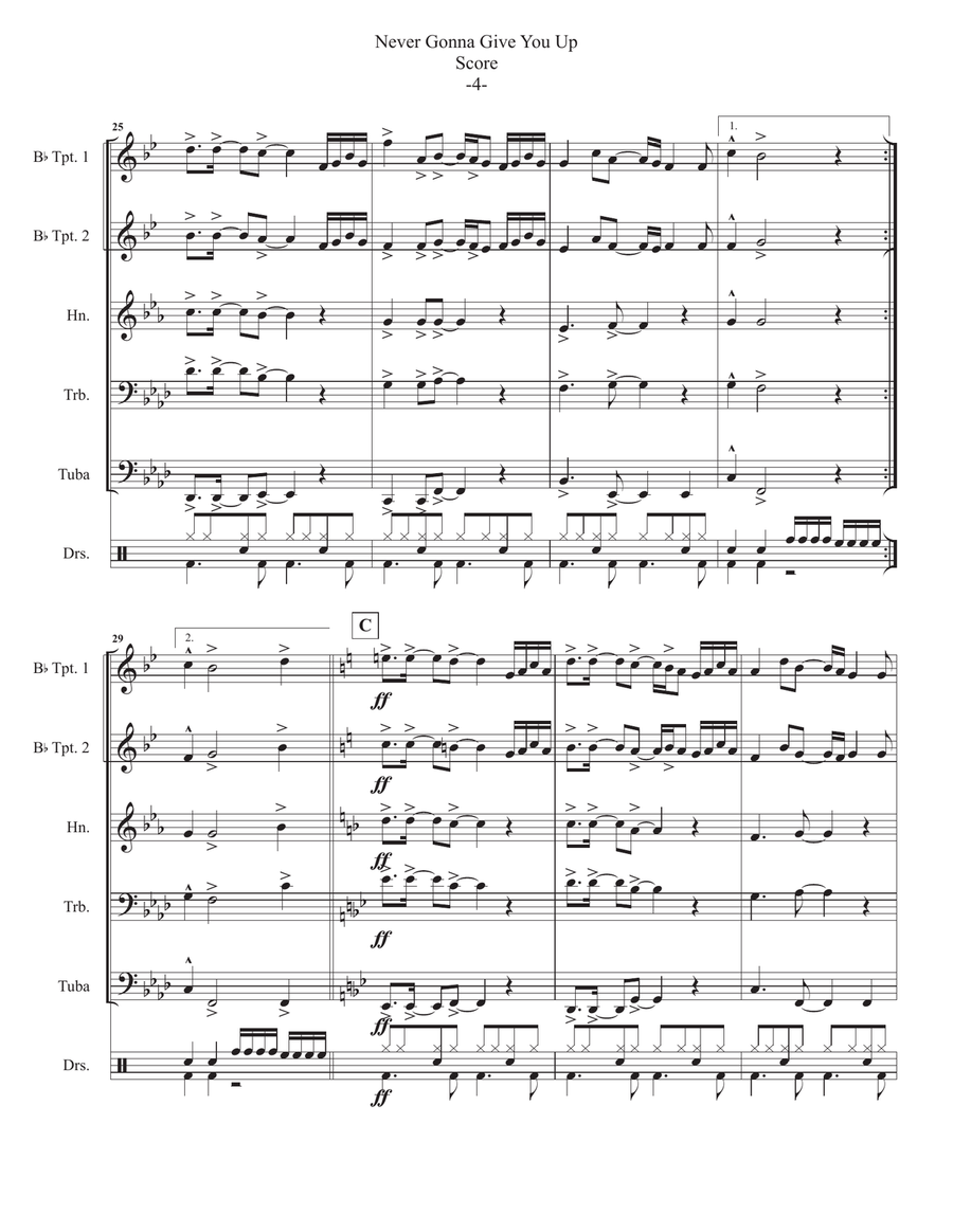 Never Gonna Give You Up Small Ensemble scores gallery preview page 5