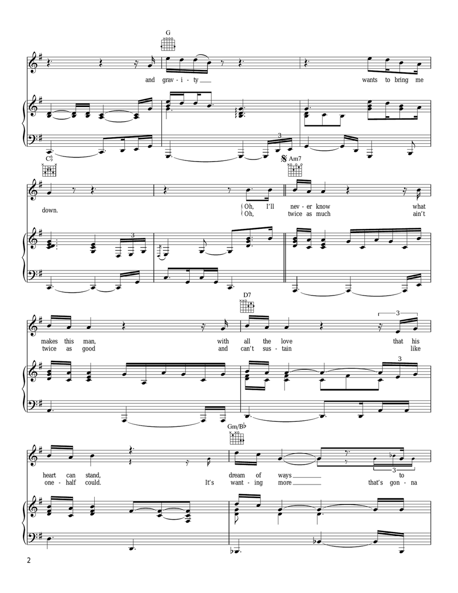 Gravity Piano, Vocal, Guitar scores gallery preview page 2