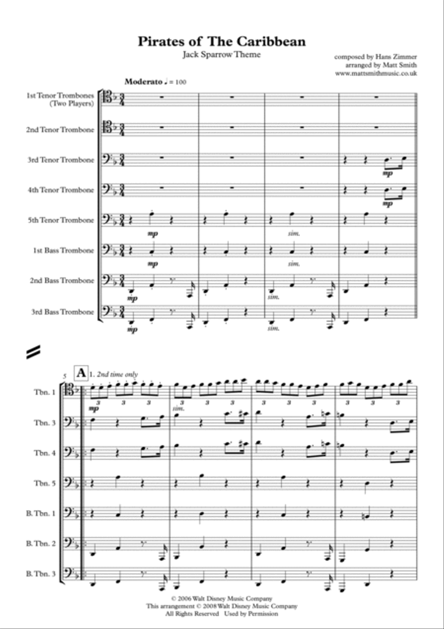 Jack Sparrow Jack Sparrow Trombone Solo scores gallery preview page 3