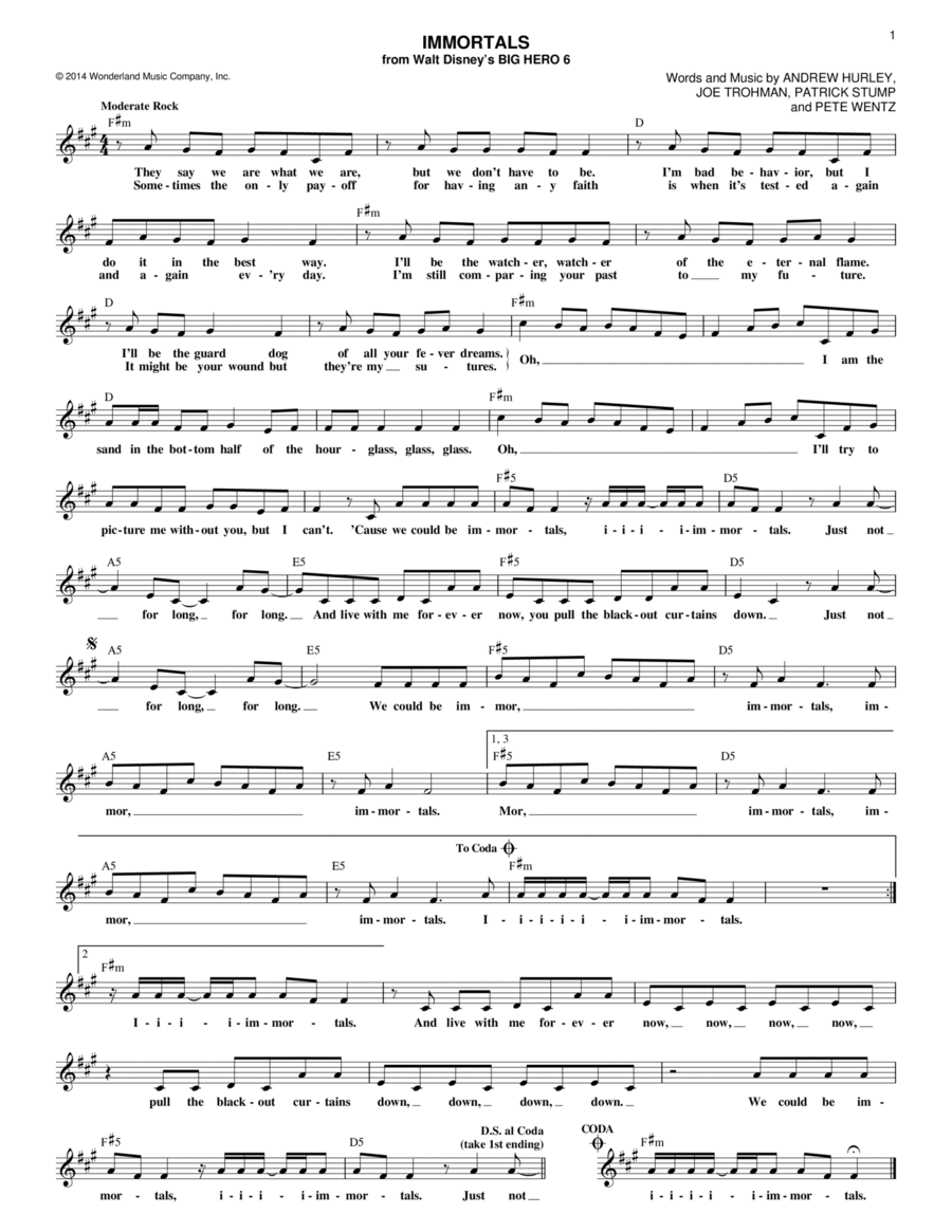 Immortals Guitar scores gallery preview page 1