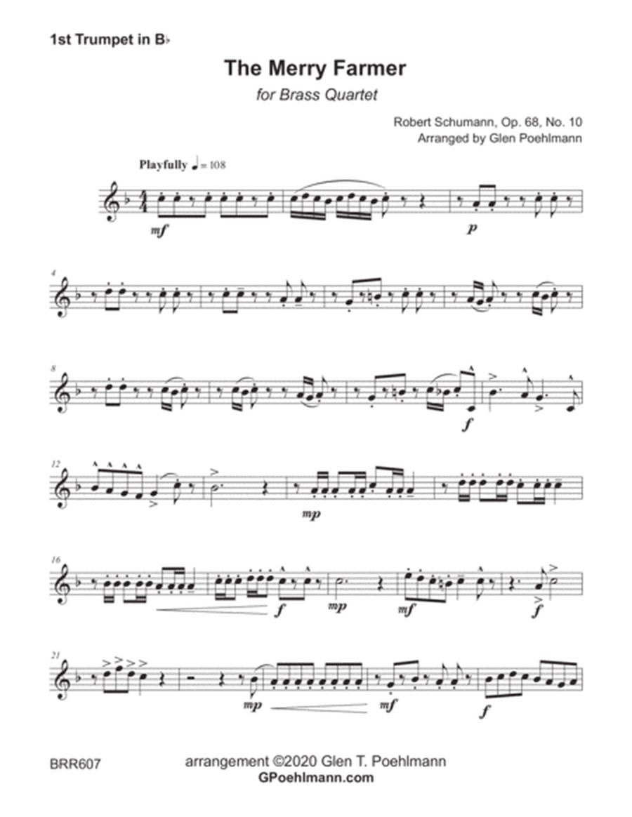 THE MERRY FARMER arranged for BRASS QUARTET. Based on the Piano Solo by Robert Schumann image number null