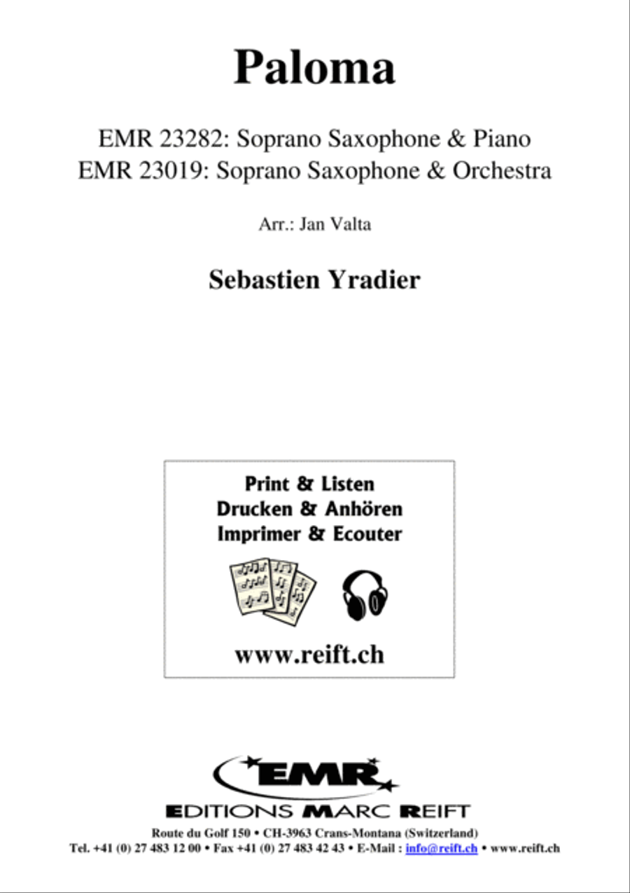 Paloma Paloma Soprano Saxophone scores gallery preview page 1