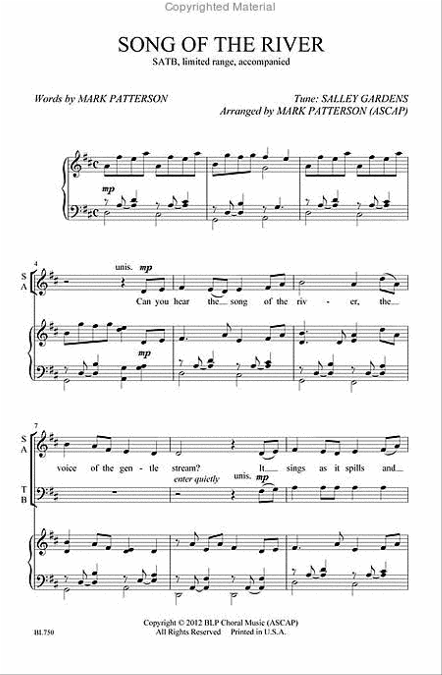 Song of the River 4-Part scores gallery preview page 2